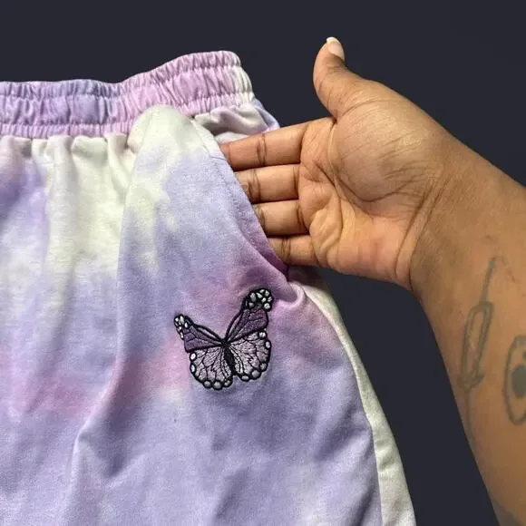 Purple and pink tie dye shein shorts - Picture 3 of 4